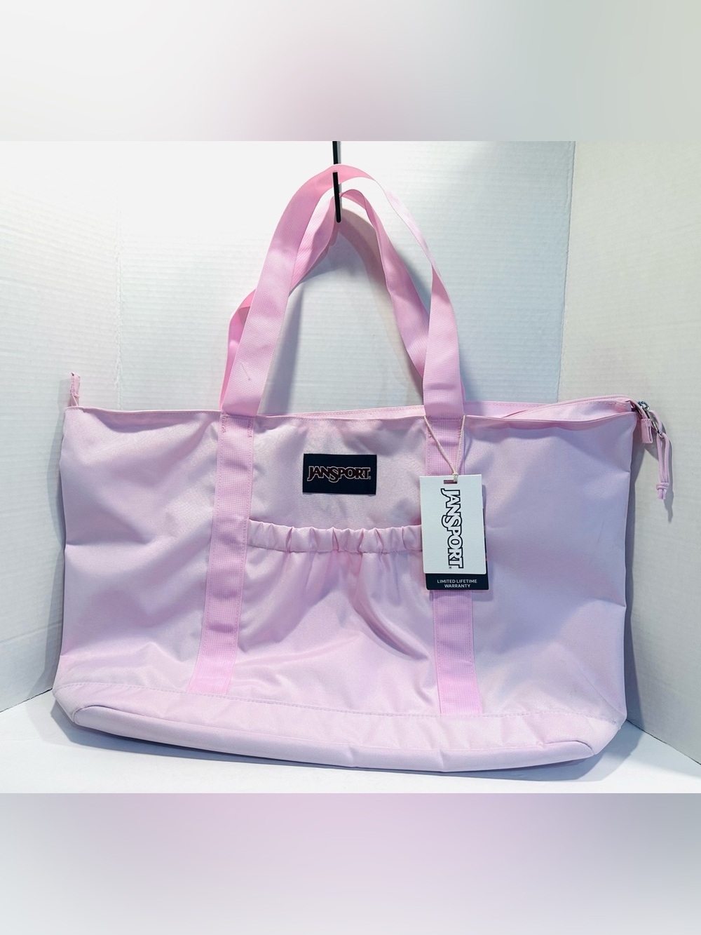 Jansport Large Light Pink Canvas Tote with Front Pocket